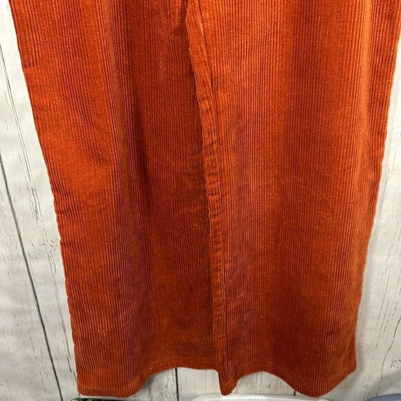 Forever 21 Rust Orange Wide Leg Corduroy Womens Button Front Casual Jumpsuit - Picture 8 of 14